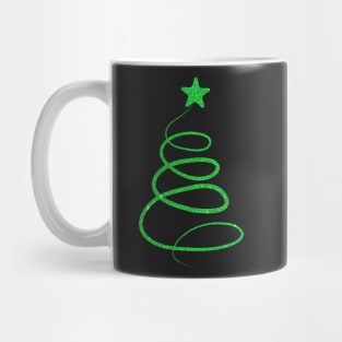 Minimalistic Green Faux Glitter Star Christmas Tree Mug